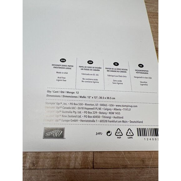 Stampin Up! Designer Series Paper Cabin Lodge 12"x12" Pack Of 6 124002 - Picture 2 of 2